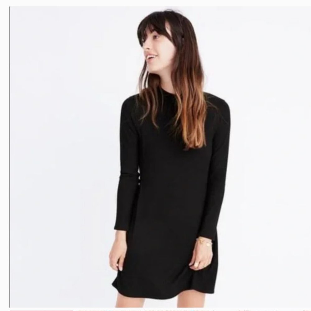Madewell City Block Ribbed Black Dress Size Large